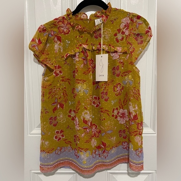 NEW!! Joie Yellow with Pink & Purple Floral Design Blouse in Size Small NWT! ๐ - Picture 3 of 14